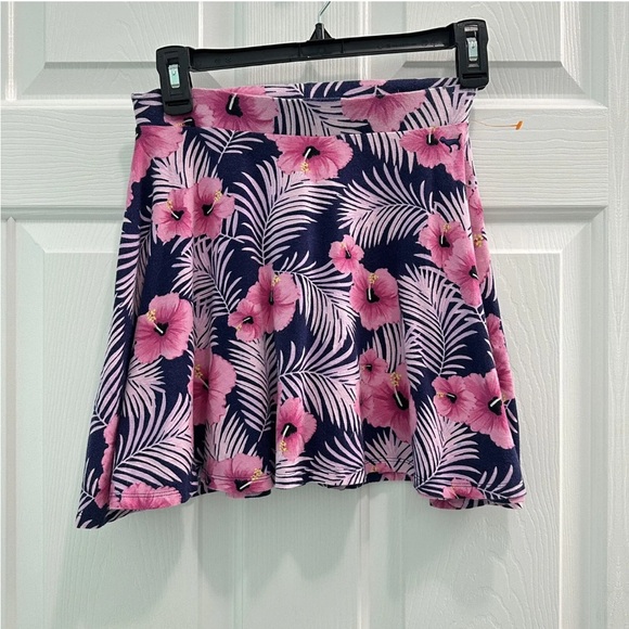 PINK Victoria's Secret Women’s XS Blue Purple Tropical Floral Stretch Mini Skirt - Picture 1 of 6